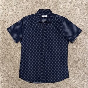 Express Men's Dark Blue Geometric Shirt